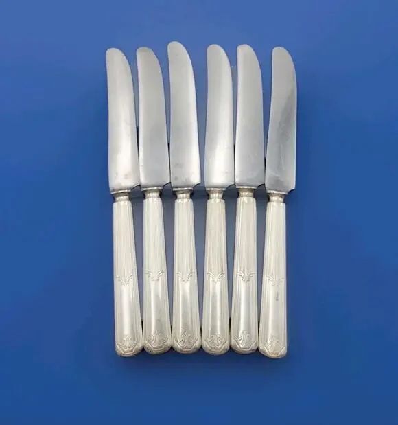 Vtg International FIDELIS Silverplate 1933 Set of 6 Knife Knives 8.3/8