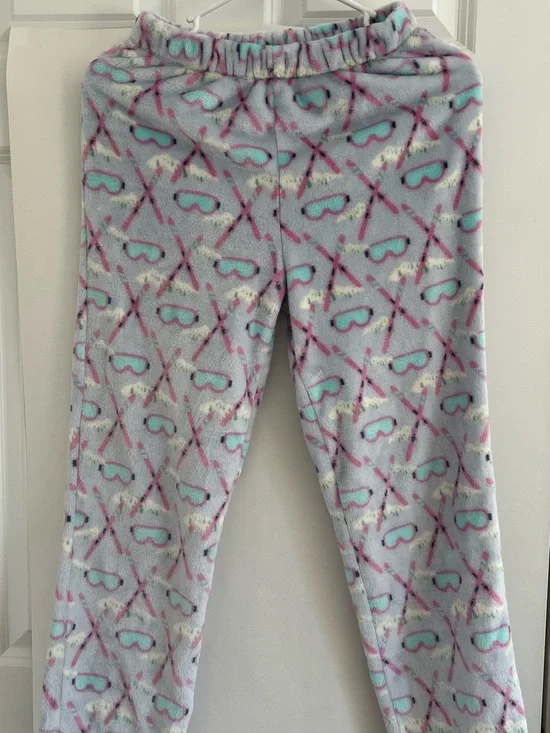 Vineyard Vines Light Blue Fleece Pajama Pants with Ski Goggle Print