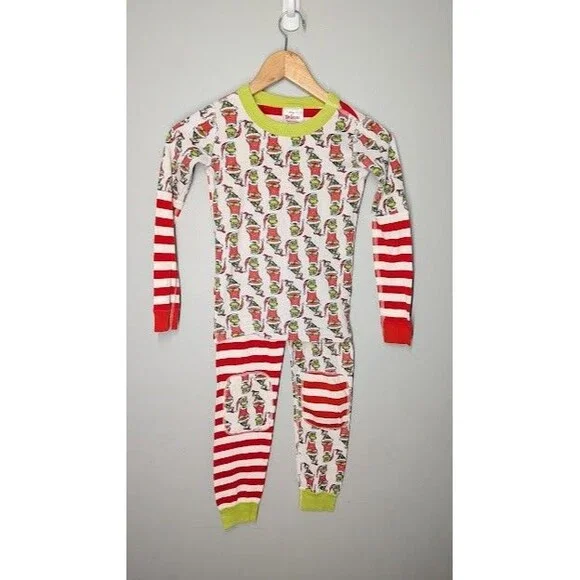Hanna Andersson Dr Seuss Grinch Christmas Holiday Long Johns Pajamas Sz8
