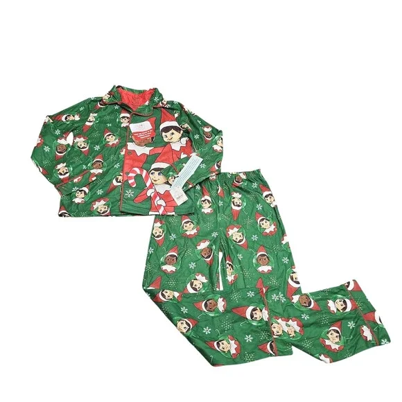 Boys' Elf on the Shelf Christmas Pajama Set Top Pants - Green Size Medium 8/10