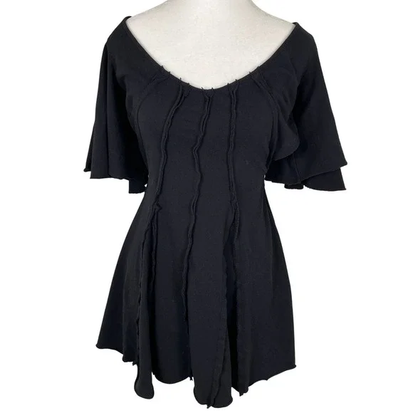 Free-est Free People Dress Womens XS Black Very Good Open Back Cotton‎ OB2222128
