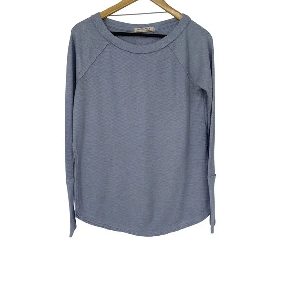 We The Free Free‎ People Snowy Thermal Waffle Knit Top XS Oversized Raglan