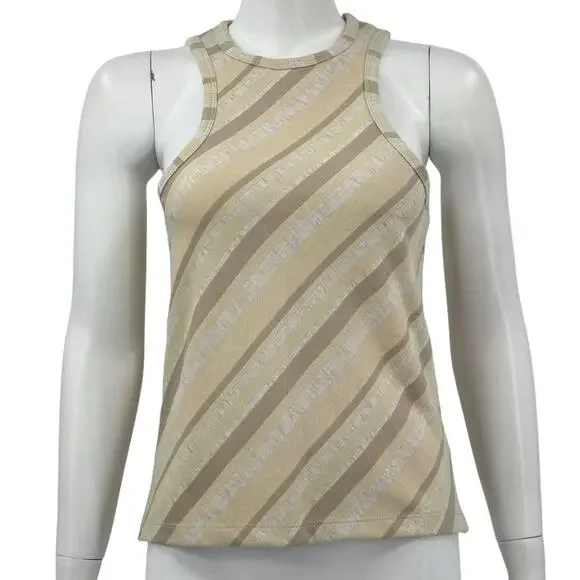 Free‎ People Top Womens Small Sidelines Tank Ivory Stripe Racerback Summer Beach