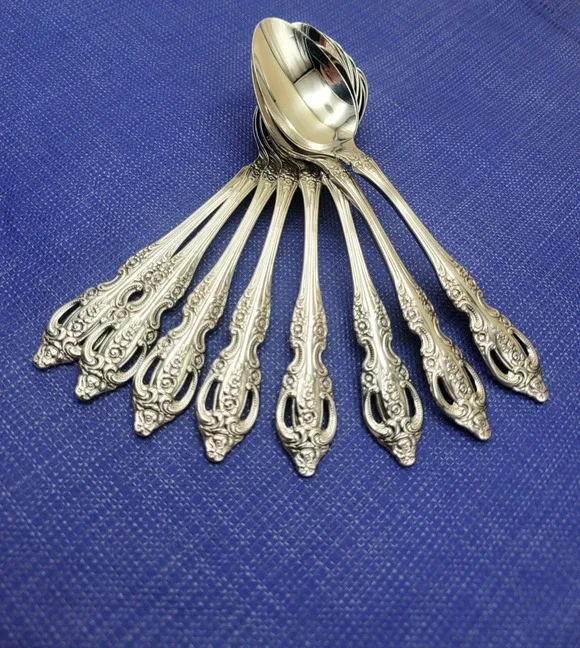 Oneida Pembrooke Renoir Set of 8 Oval Spoons Stainless Flatware 6