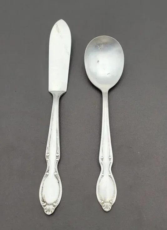 Rogers International Silverplate Set Butter Knife & Sugar Spoon REFLECTION 1847