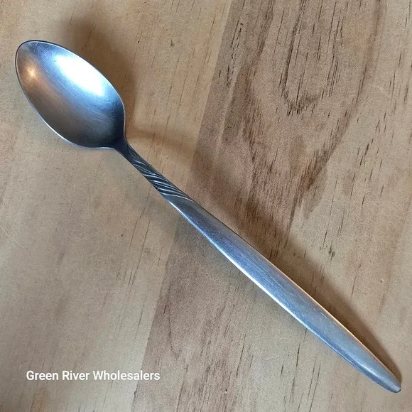 Vintage Stainless Steel Teaspoon‎ Japan Textured Swirl Wave Handle UNF83 7.5
