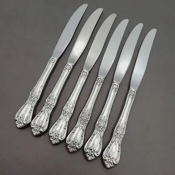 Set of 6 Oneida Knives KENNETT Square Distinction Deluxe STAINLESS STEEL 9