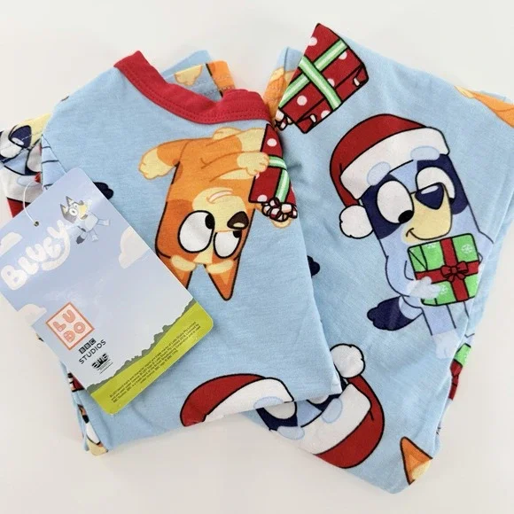 Bluey Christmas Holiday Pajama Set 2 Piece Santa Bingo Gift Print NWT 4T Toddler
