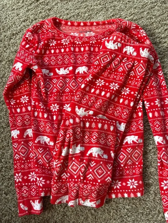 Cat & Jack Red Fair Isle Polar Bear Pajama Top