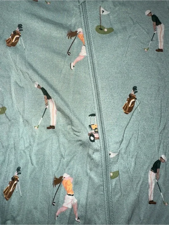Kyte BABY Sage Green Footed Zippered Sleeper with Golf print