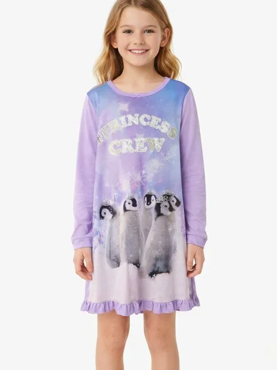 The Children’s Place Girls Nightgown Lavender Ruffle Hem Long Sleeve · L 10/12