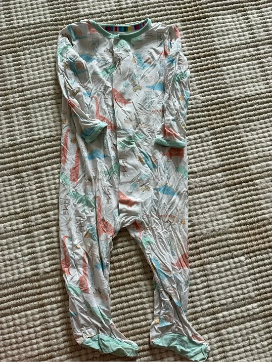 Magnetic Me White Footed Pajamas with Multicolor Dino Print