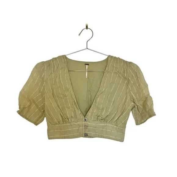 Free People Crop Peasant Top
