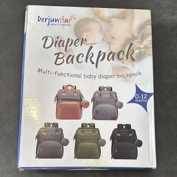 Diaper Bag Backpack Waterproof Large Capacity ChangingPad USB Charging Port NEW