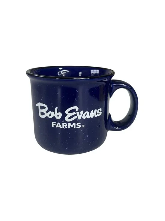 Bob Evans Farms Ceramic Mug Coffee Cup Blue Speckled Design