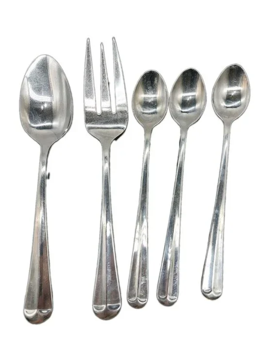 Farberware Flatware Serving Spoon Fork 3 Ice Tea Spoons Set Of 5