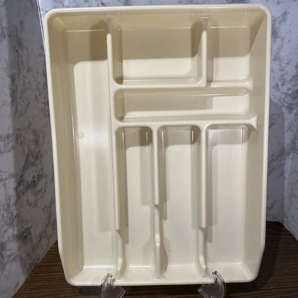 VTG Rubbermaid Drawer Organizers Utensil Silverware Tray Almond 0521 Cutlery