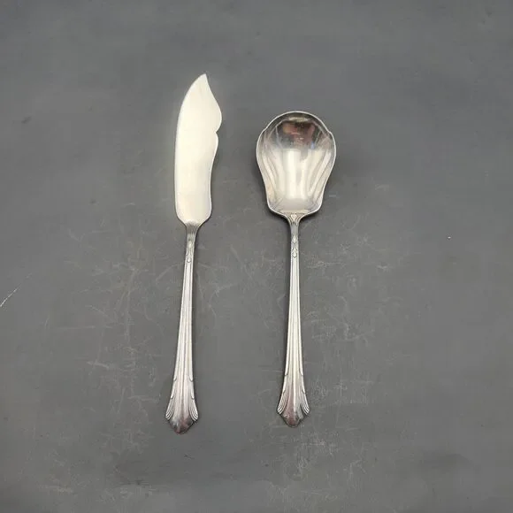 Gorham Plate 1930 LADY CAROLINE Butter Knife And Sugar Spoon Set of 2 VTG Rare