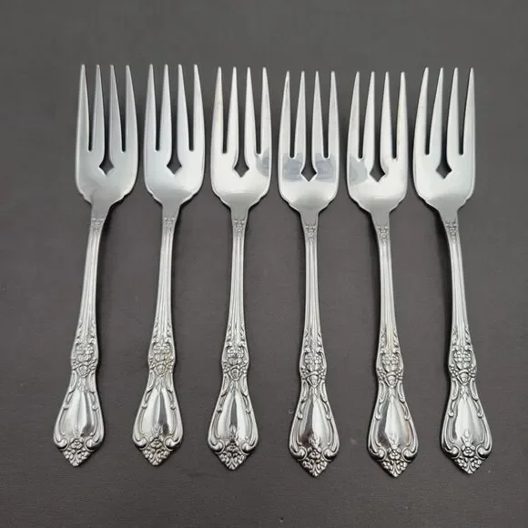 Set of 6 Oneida Salad Fork KENNETT Square Distinction Deluxe STAINLESS STEEL