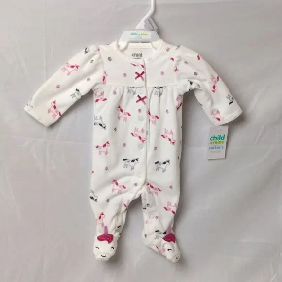 Carter's - Girls - Child of Mine - Newborn One piece sleeper - Pony Design