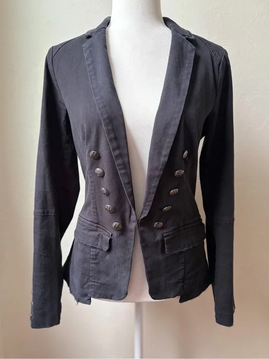 Free People Black Military Button Blazer Jacket XS