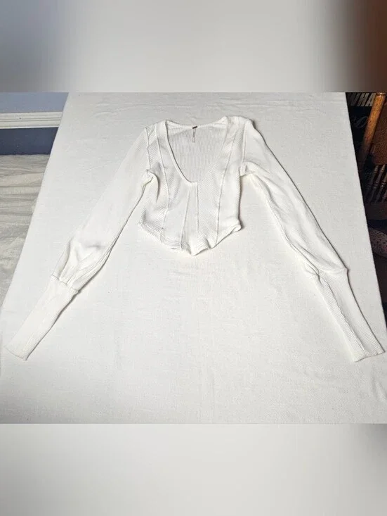 Free People Petra Top Womens Size Large White‎