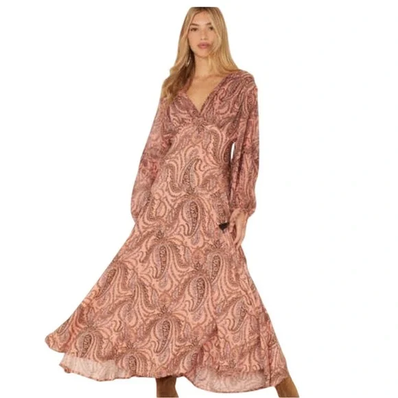 Free People‎ Mirage Maxi Dress Babydoll Empire Waist Boho Coquette Prairie Hoco