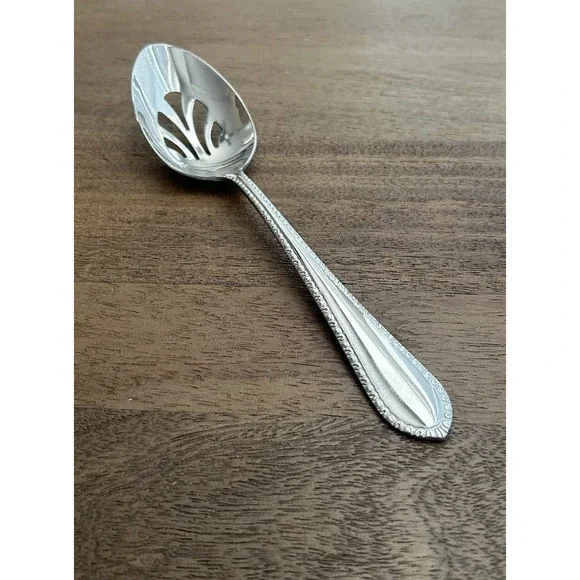 Reed & Barton Englefield Large Pierced Serving Spoon Stainless Glossy 8.75