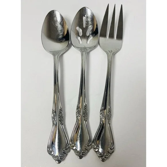 Belle Grove Reed & Barton Select Serving Set Stainless Flatware Spoons Meat Fork