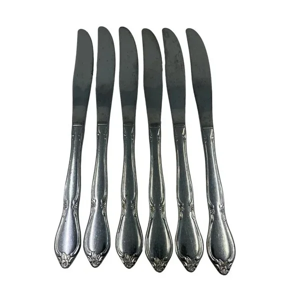 Oneida Community Chatelaine Stainless Flatware Dinner Knife Lot Of 6‎ Solid Hand
