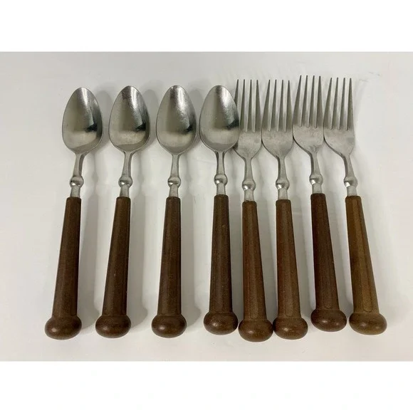 Oxford Hall Fashion Wear Brown Stainless Steel Teaspoons & Dinner Forks JAPAN