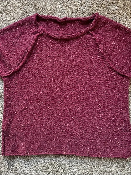 Free People Burgundy Textured Knit Sweater