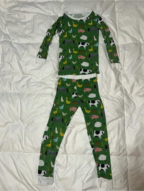 Little Sleepies Green Farm Animal Pajama Set