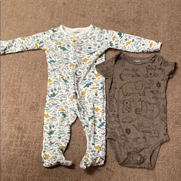 Two Colorful Animal Print Baby 9 Month One Pieces