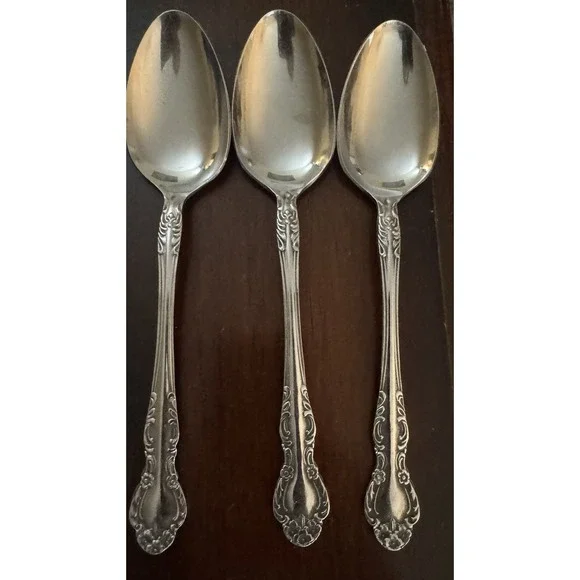EKCO Eterna made in Japan, Set of 3 Spoon, stainless steel, floral handle