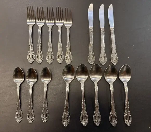 Vintage Stainless Steel Japan Flatware Lot 16 Pieces Ornate Floral Silverware