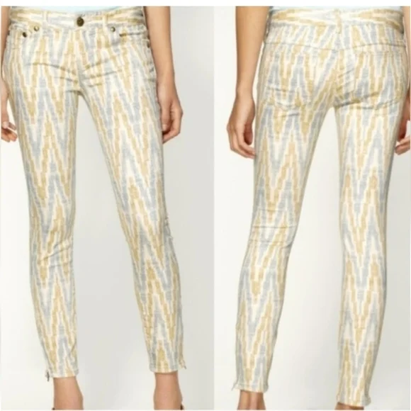 Free People Jeans Free People Ikat Print Cropped Skinny Jeans Size 29