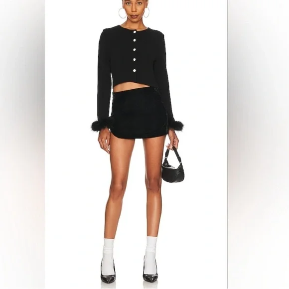 🆕‎ NWT Free People Annalise Velvet Mini Skirt / Black