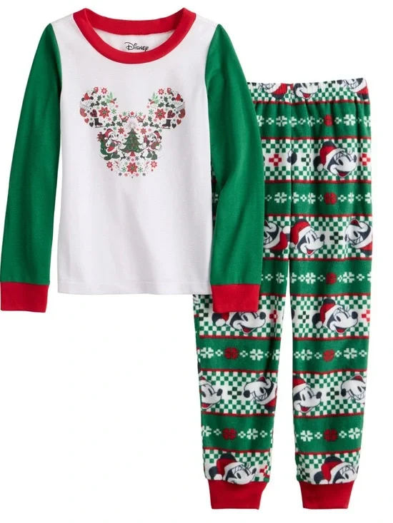 NWT Disney Mickey Mouse Boys pajamas Christmas Holiday Pajama Set size 10 boys