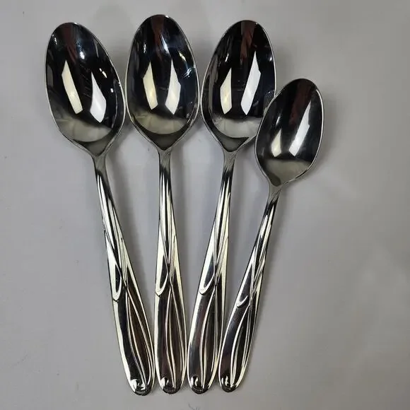 4 Mikasa Cocoa Blossom Teaspoon & Table Spoons Glossy 18/10 Stainless Vietnam