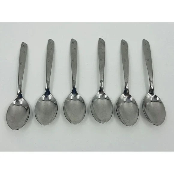 Set Of 6 Vintage Superior Stainless Atomic Night Sky Teaspoons MCM USA