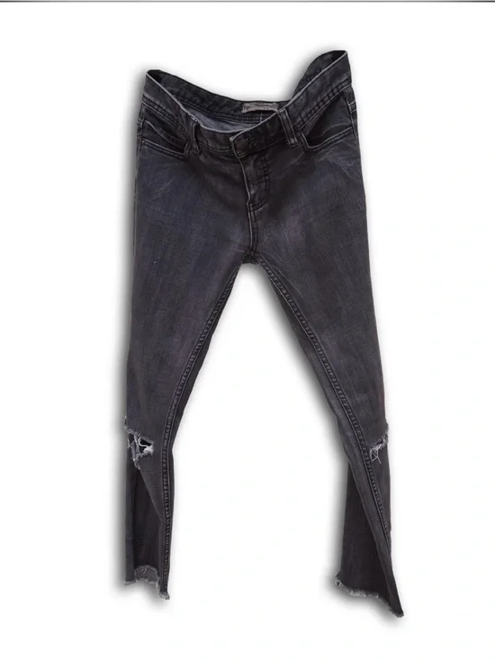 Free People Dark-Blue Ripped Skinny Jeans