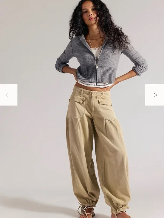 Free People We The Free Lotus Balloon Jeans 28 Neutral NWT