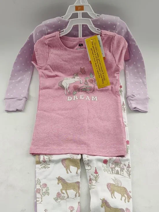 Hudson Baby Infant Girls Cotton Pajama Set 4pk Unicorn World 3T      P#722-P#723