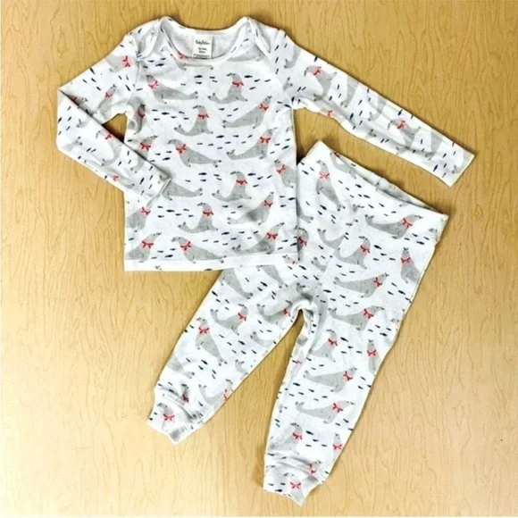 Baby Boden Pajamas Boys 18-24M Girls Ribbed Eyelet Seals White Coordinates Mini
