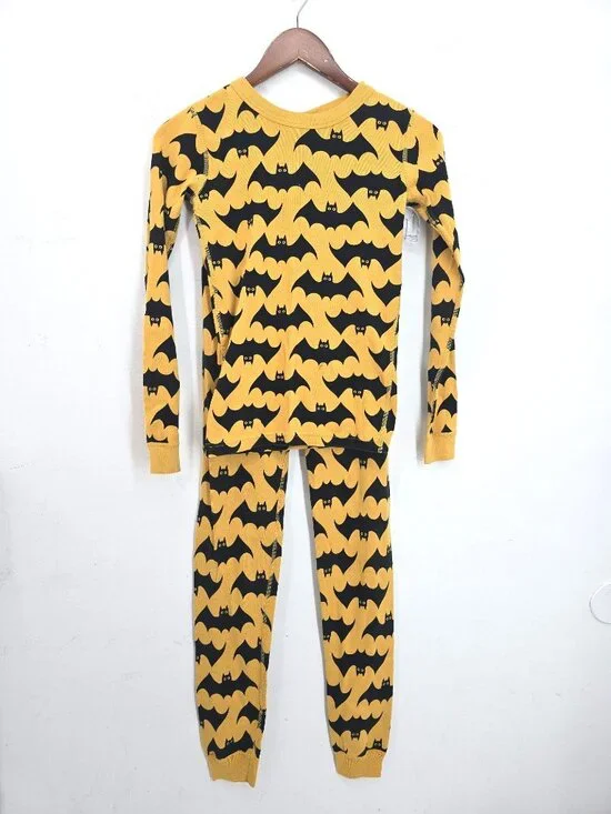 Hanna Anderson Orange Bats Long John Pajama Set Kids Size12