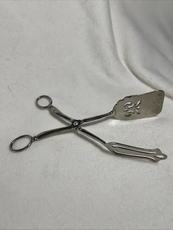 Vintage Leonard Silver Plated Serving Tongs Made In Italy