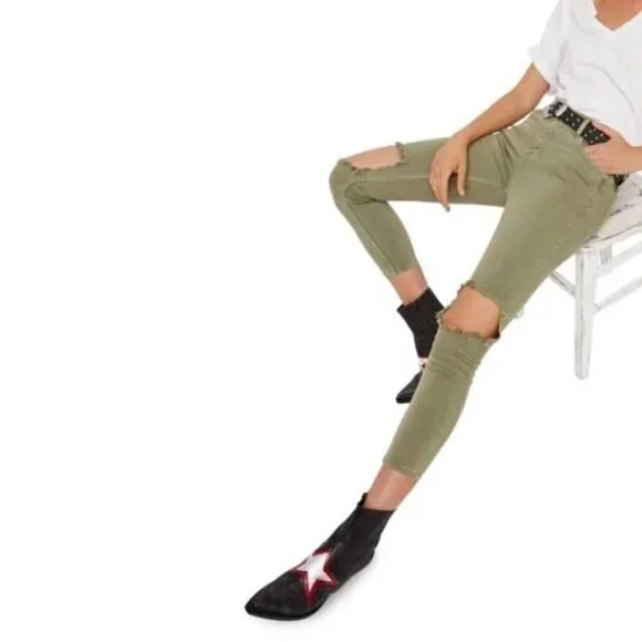 Free People High Rise Busted Skinny‎ Jeans