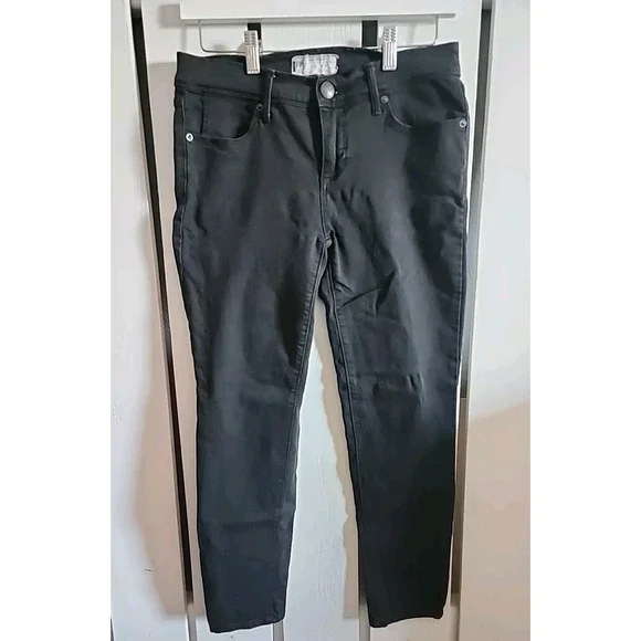 Free People Jeans Womens‎ 27 Black Skinny Crop Low Rise Super Stretch USA Denim