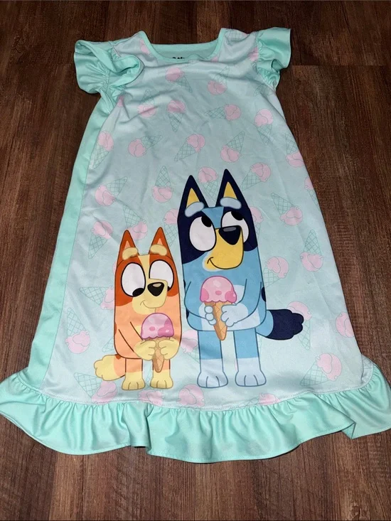 BLUEY Girls Nightgown Dress Girl Nightie Australian Dog Ice Cream size M(8)